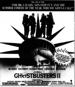 GHOSTBUSTERS II- Newspaper ad. July 4, 1989. Caped Wonder Stuns City!