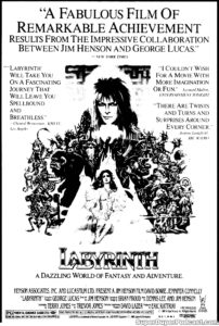 LABYRINTH- Newspaper ad. July 12, 1986.