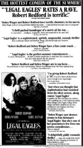 LEGAL EAGLES- Newspaper ad. July 8, 1986. Caped Wonder Stuns City!