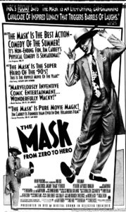 THE MASK- Newspaper ad. July 31, 1994. Caped Wonder Stuns City!