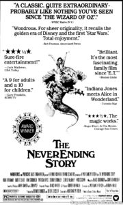 THE NEVERENDING STORY- Newspaper ad. July 29, 1984. Caped Wonder Stuns City!