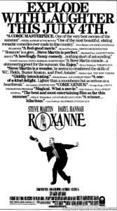 ROXANNE- Newspaper ad. July 4, 1987. Caped Wonder Stuns City!