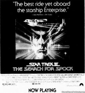 STAR TREK III THE SEARCH FOR SPOCK- Newspaper ad. July 15, 1984.