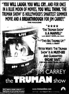 THE TRUMAN SHOW- Newspaper ad. July 27, 1998.