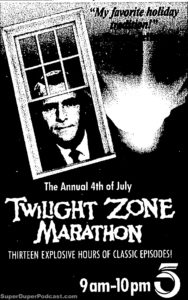 THE TWILIGHT ZONE- KTLA television guide ad. July 4, 1990. Caped Wonder Stuns City!