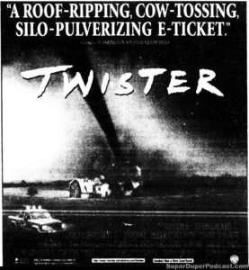 TWISTER- Newspaper ad. July 28, 1996. Caped Wonder Stuns City!