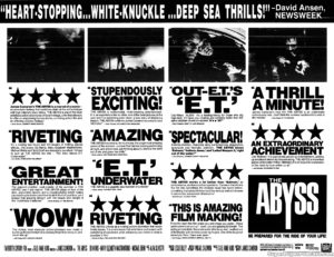 THE ABYSS- Newspaper ad. August 11, 1989.