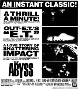 THE ABYSS- Newspaper ad. August 14, 1989. Caped Wonder Stuns City!