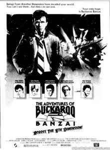 THE ADVENTURES OF BUCKAROO BANZAI ACROSS THE 8TH DIMENSION- Newspaper ad. August 9, 1984.