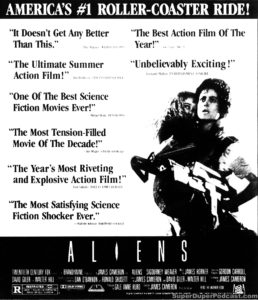 ALIENS- Newspaper ad. August 22, 1986.