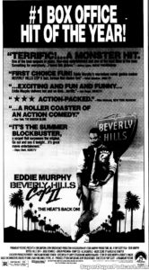 BEVERLY HILS COP II- Newspaper ad. August 26, 1987.