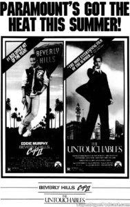 BEVERLY HILLS COP II/THE UNTOUCHABLES- Newspaper ad. August 13, 1987. Caped Wonder Stuns City!