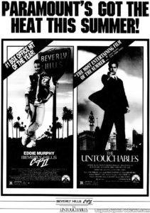 BEVERLY HILLS COP II/THE UNTOUCHABLES- Newspaper ad. August 8, 1987. Caped Wonder Stuns City!