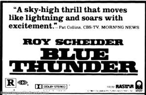 BLUE THUNDER- Newspaper ad. August 5, 1983. Caped Wonder Stuns City!