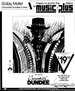 CROCODILE DUNDEE- Home video ad. August 11, 1987.