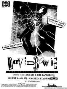 DAVID BOWIE- Newspaper ad. August 9, 1987.