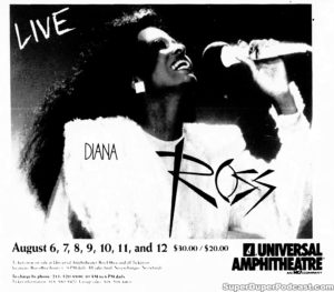 DIANA ROSS- Newspaper ad. August 12, 1984. Caped Wonder Stuns City!