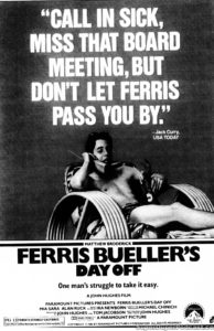 FERRIS BUELLER'S DAY OFF- Newspaper ad. August 28, 1986.