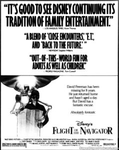 FLIGHT OF THE NAVIGTOR- Newspaper ad. August 18, 1986. Caped Wonder Stuns City!