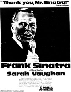 FRANK SINATRA- Newspaper ad. August 8, 1978. Caped Wonder Stuns City!