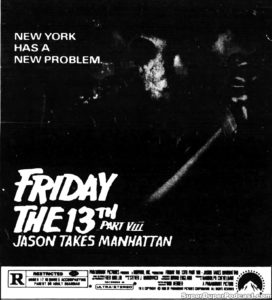 FRIDAY THE 13TH PART VIII JASON TAKES MANHATTAN- Newspaper ad. Caped Wonder Stuns City! August 15, 1989.