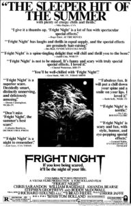 FRIGHT NIGHT- Newspaper ad. August 10, 1985. Caped Wonder Stuns City!