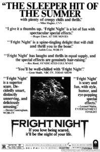 FRIGHT NIGHT- Newspaper ad. August 22, 1985.