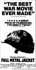 FULL METAL JACKET- Newspaper ad. August 24, 1987. Caped Wonder Stuns City!