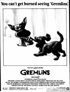 GREMLINS- Newspaper ad. August 24, 1984. Caped Wonder Stuns City!