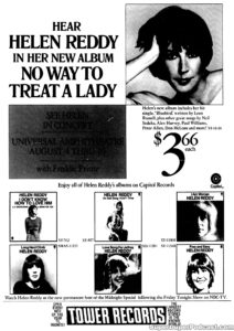 HELEN REDDY- Newspaper ad. August 6, 1975.