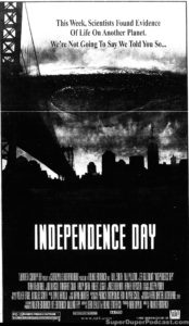 INDEPENDENCE DAY- Newspaper ad. August 16, 1996. Caped Wonder Stuns City!