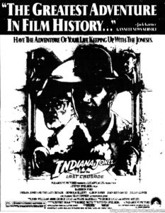 INDIANA JONES AND THE LAST CRUSADE- Newspaper ad. August 21, 1989. Caped Wonder Stuns City!