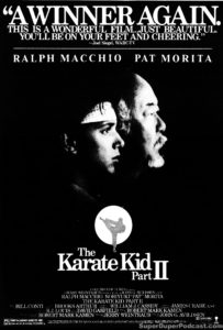 THE KARATE KID PART II- Newspaper ad. August 23, 1986. Caped Wonder Stuns City!