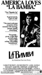 LA BAMBA- Newspaper ad. August 13, 1987. Caped Wonder Stuns City!