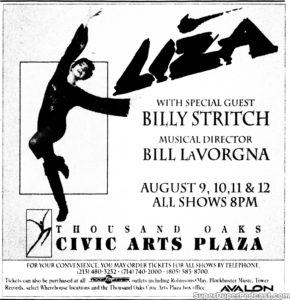 LIZA MINNELLI- Newspaper ad. August 9, 1995.