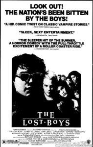 THE LOST BOYS- Newspaper ad. August 28, 1987.