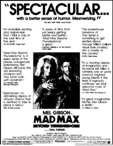 MAD MAX BEYOND THUNDERDOME- Newspaper ad. August 14, 1985. Caped Wonder Stuns City!