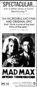 MAD MAX BEYOND THUNDERDOME- Newspaper ad. August 26, 1985.