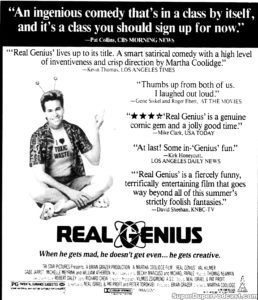 REAL GENIUS- Newspaper ad. August 30, 1985.