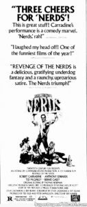 REVENGE OF THE NERDS- Newspaper ad. August 28, 1984.