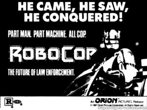 ROBOCOP- Newspaper ad. August 14, 1987. Caped Wonder Stuns City!