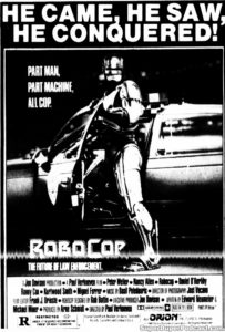 ROBOCOP- Newspaper ad. August 21, 1987. Caped Wonder Stuns City!