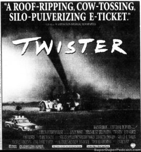 TWISTER- Newspaper ad. August 21, 1996. Caped Wonder Stuns City!