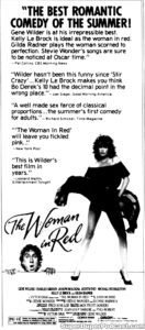 THE WOMAN IN RED- Newspaper ad. August 25, 1984. Caped Wonder Stuns City!