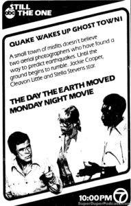 THE DAY THE EARTH MOVED- Television guide ad. September 10, 1979. Caped Wonder Stuns City!