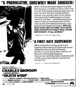 DEATH WISH- Newspaper ad. September 5, 1974. Caped Wonder Stuns City!