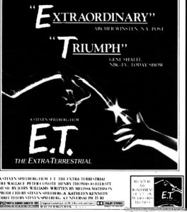 ET THE EXTRATERRESTRIAL- Newspaper ad. September 29, 1982.