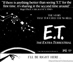 E.T. THE EXTRATERRESTRIAL- Newspaper ad. August 31, 1985. Caped Wonder Stuns City!