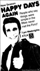 HAPPY DAYS- Television guide ad. September 27, 1979.