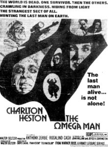 THE OMEGA MAN- Newspaper ad. September 1, 1971. Caped Wonder Stuns City!